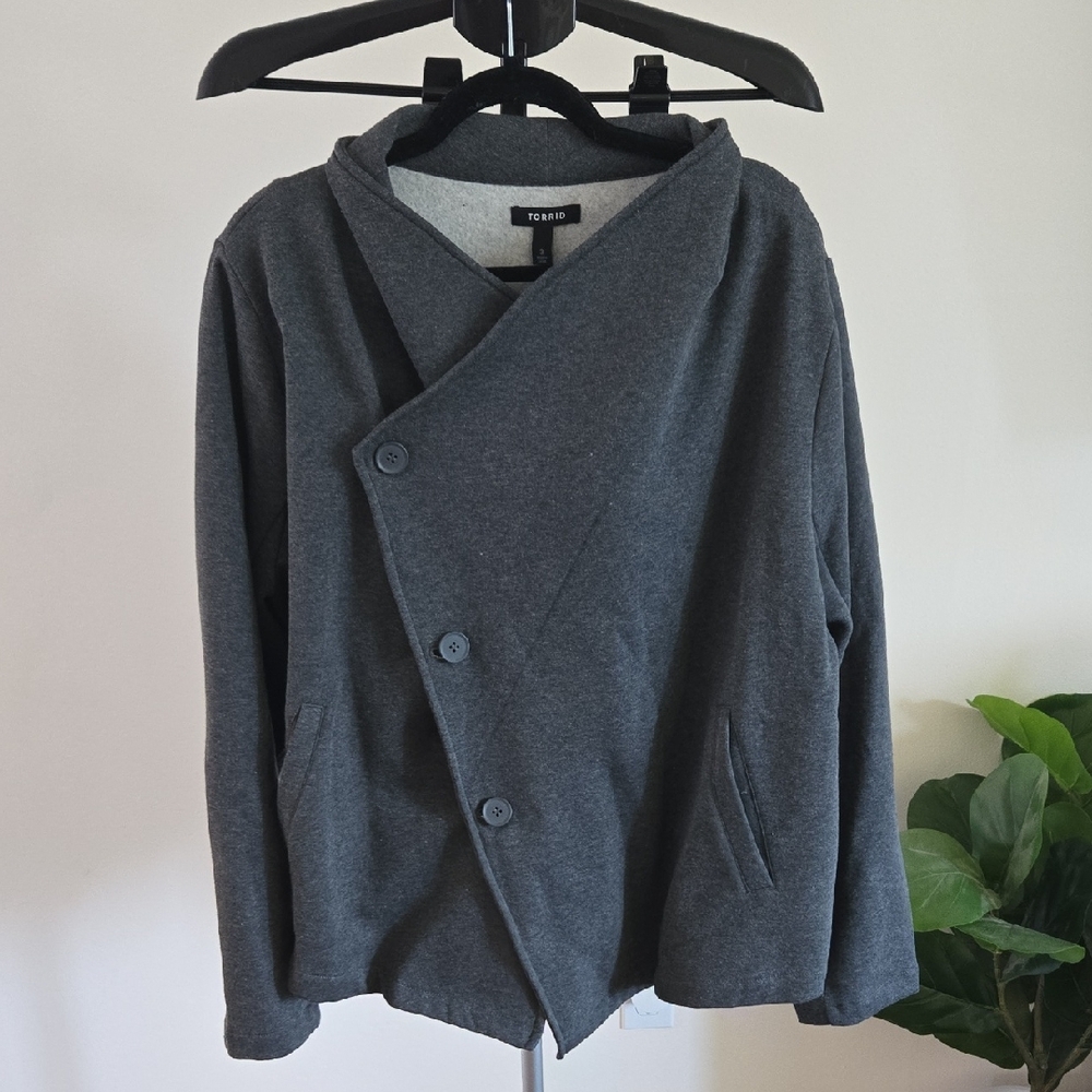TORRID Gray Double-Breasted Jacket